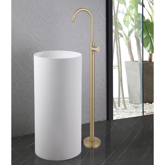 Смеситель для раковины напольный Abber Wasser Kreis AF8141G, золото матовый, Цвет производителя: золото матовое - фото 2