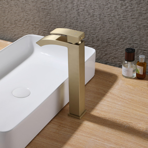 Смеситель для раковины высокий Abber Wasserfall AF8611G, золото матовый, Цвет производителя: золото матовое - фото 2