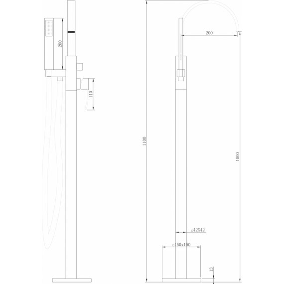 Смеситель для ванны Abber Wasserfall AF8615G, золото матовый, Цвет производителя: золото матовое - фото 7
