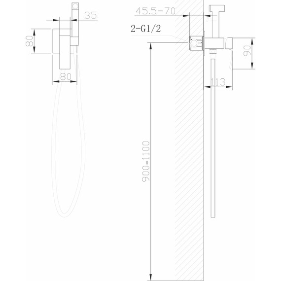 Набор для гигиенического душа Abber Wasserfall AF8625G, золото матовый - фото 4