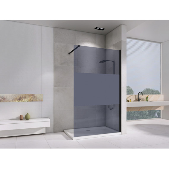 Душевая перегородка Abber Immer Offen 100 см AG69100BT с кронштейном, черный/тонированное - фото 2