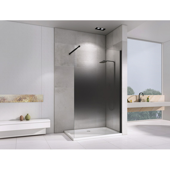 Душевая перегородка Abber Immer Offen 120 см AG69123BS с кронштейном, черный/тонированное - фото 2