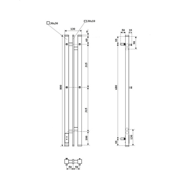 Полотенцесушитель электрический Point  Фрея П2 100x800 мм PN20718W (возможность скрытого подключения) L, белый - фото 5