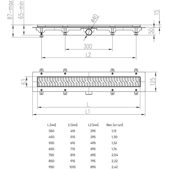 Трап Veconi Klasik 45 см V450KG (под плитку) брашированное золото, Цвет производителя: брашированное золото, Размер трапа: 450 - фото 4