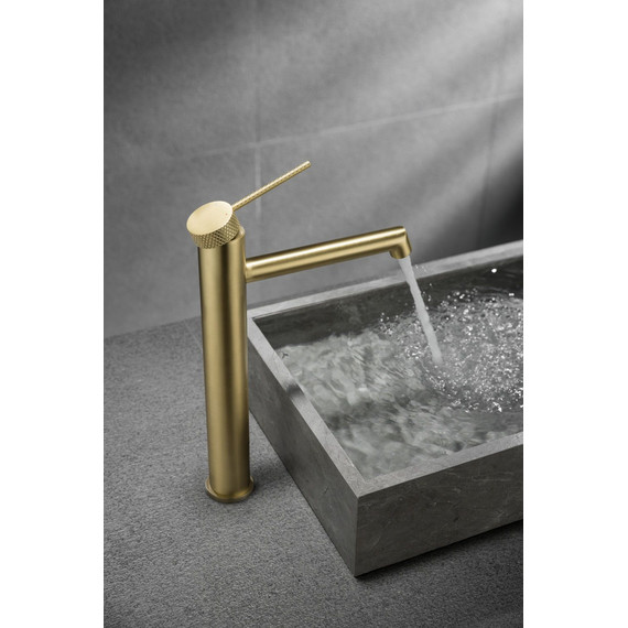 Смеситель для раковины высокий Vincea Rim VBF-2RM2BG, брашированное золото - фото 3