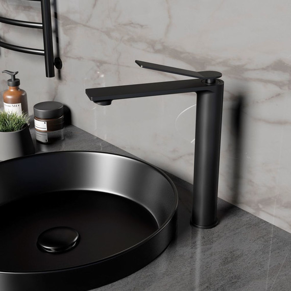 Смеситель для раковины высокий Vincea Verse VBF-2VE2MB, чёрный - фото 2