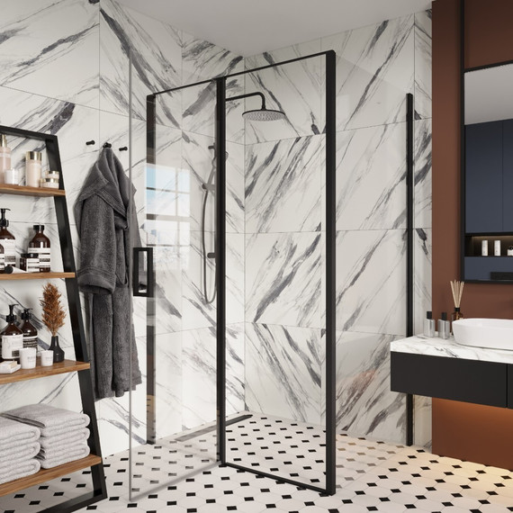 Душевое ограждение CeruttiSpa 120x90 см VICTORIA120B, чёрный/прозрачное - фото 3