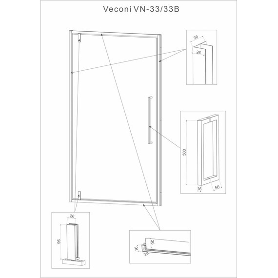 Душевая дверь Veconi Vianno 90 см VN33R-90-06-C7, хром/матовое - фото 5
