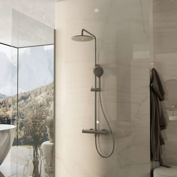 Душевая система для душа Vincea Rondo VSFS-1R0GM, вороненая сталь - фото 2