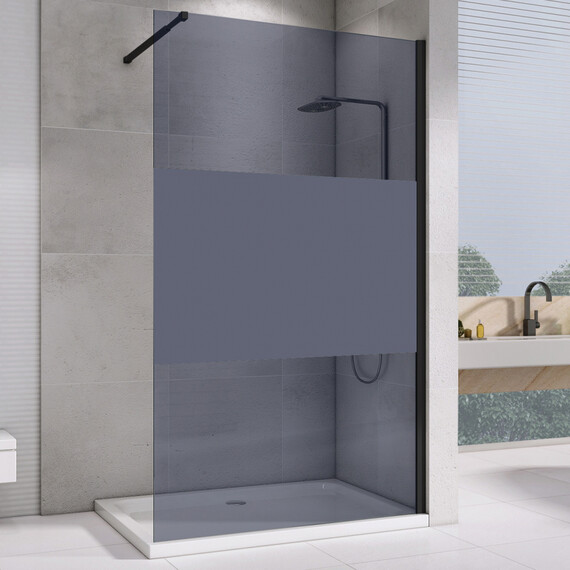 Душевая перегородка Abber Immer Offen 120 см AG69120BT с кронштейном, черный/тонированное - фото 
