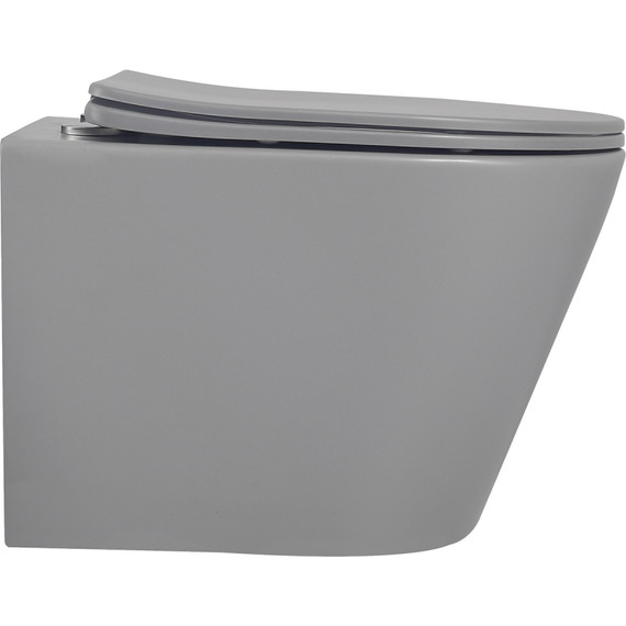 Унитаз подвесной безободковый Abber Bequem AC1102MG с крышкой микролифт, серый матовый, Цвет производителя: серый матовый - фото 6