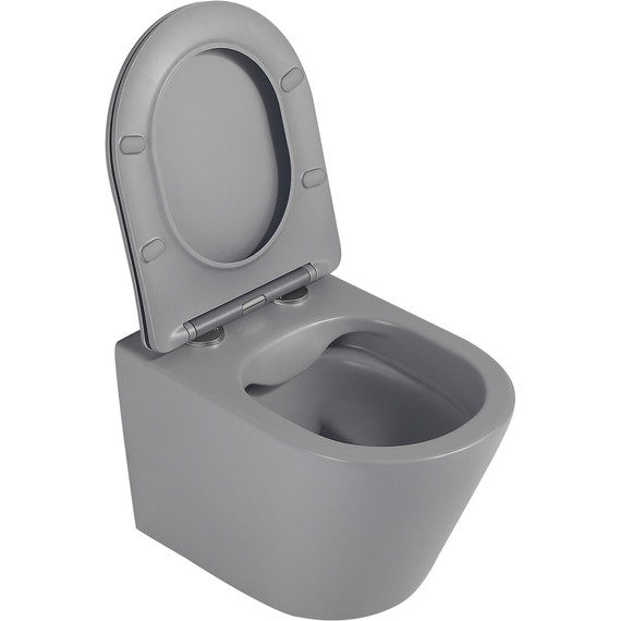 Унитаз подвесной безободковый Abber Bequem AC1102MG с крышкой микролифт, серый матовый, Цвет производителя: серый матовый - фото 7