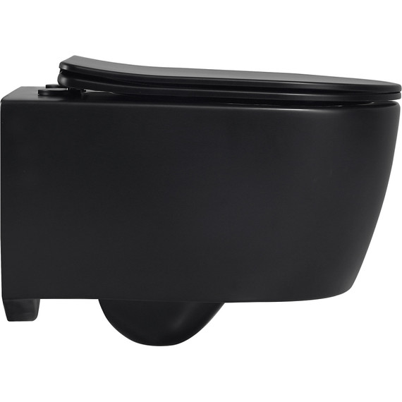 Унитаз подвесной безободковый Abber Bequem AC1104MB с крышкой микролифт, черный матовый, Цвет производителя: чёрный матовый - фото 5