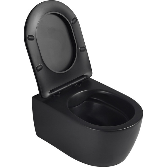 Унитаз подвесной безободковый Abber Bequem AC1104MB с крышкой микролифт, черный матовый, Цвет производителя: чёрный матовый - фото 7