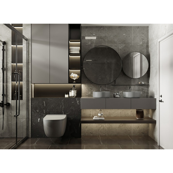 Унитаз подвесной безободковый Abber Bequem AC1104MG с крышкой микролифт, серый матовый, Цвет производителя: серый матовый - фото 2