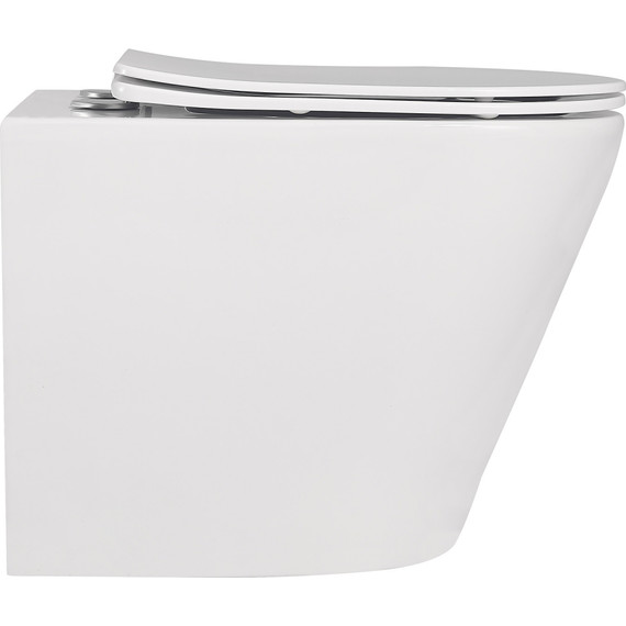 Унитаз приставной безободковый Abber Bequem AC1113 с крышкой микролифт (выпуск горизонтальный) - фото 6