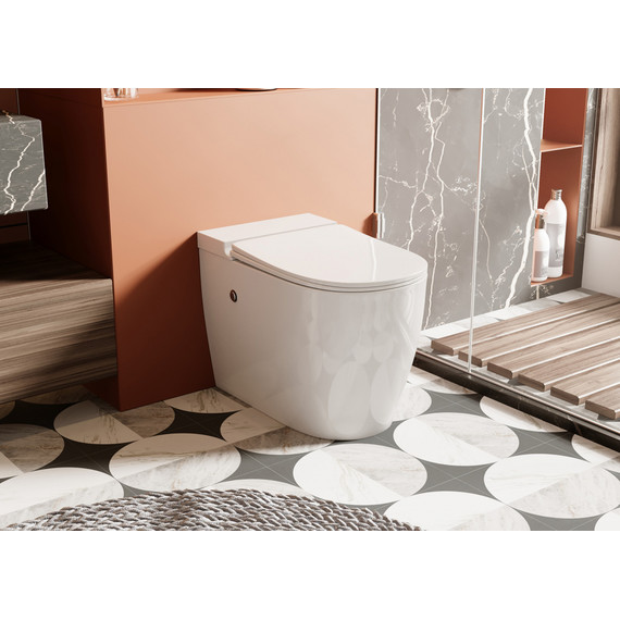 Унитаз приставной безободковый импульсный Abber Bequem AC1115P с крышкой микролифт (выпуск горизонтальный) - фото 2