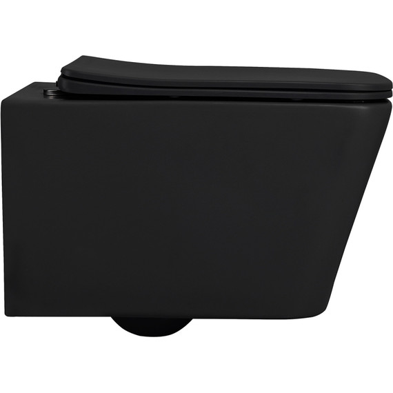 Унитаз подвесной безободковый Abber Rechteck AC1201MB с крышкой микролифт, чёрный матовый - фото 6