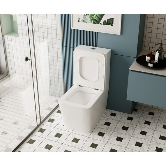 Унитаз-компакт безободковый Abber Rechteck AC1210 с тонкой крышкой микролифт (выпуск горизонтальный), Цвет производителя: белый матовый - фото, картинка 4 Унитаз-компакт безободковый Abber Rechteck AC1210 с тонкой крышкой микролифт (выпуск горизонтальный), Цвет производителя: белый матовый - фото 4