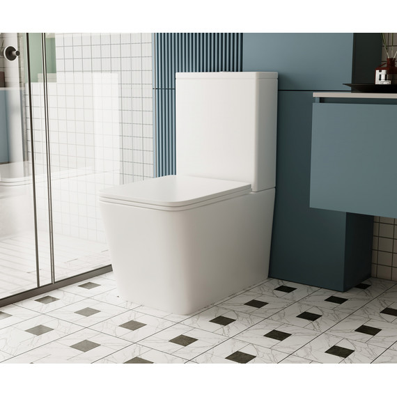 Унитаз-компакт безободковый Abber Rechteck AC1210 с тонкой крышкой микролифт (выпуск горизонтальный), Цвет производителя: белый матовый - фото, картинка 5 Унитаз-компакт безободковый Abber Rechteck AC1210 с тонкой крышкой микролифт (выпуск горизонтальный), Цвет производителя: белый матовый - фото 5