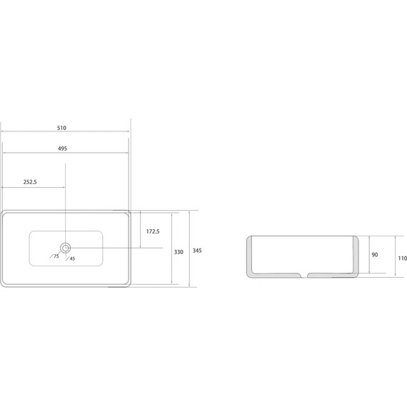 Раковина-чаша Abber Rechteck 51 см AC2207, белый - фото 3