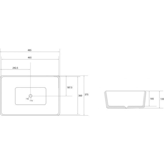 Раковина-чаша Abber Rechteck 48 см AC2212, белый - фото 4