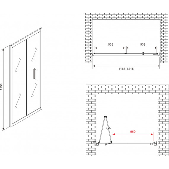 Душевая дверь Abber Sonnenstrand 120 см AG07120B (стекло 8 мм), чёрный/прозрачное - фото 5