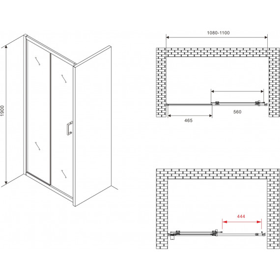 Душевая дверь Abber Komfort 110 см AG30110B5 (стекло 8 мм), чёрный/тонированное - фото 5