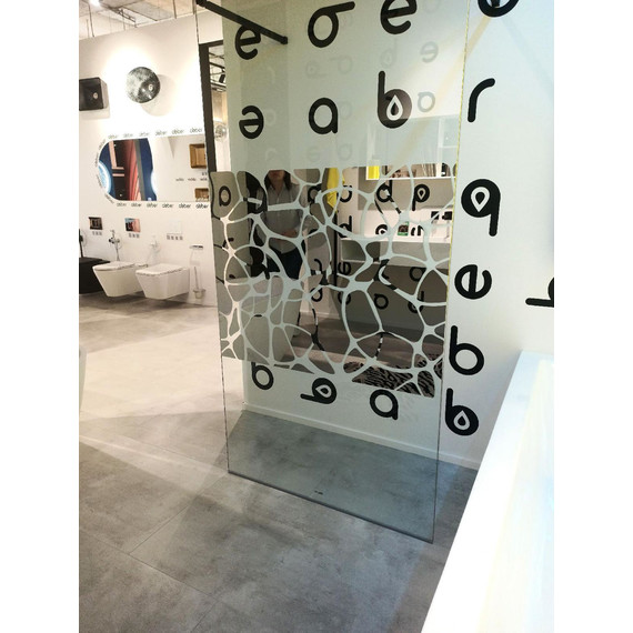 Душевая перегородка Abber Immer Offen 100 см AG68100BF8 (стекло 8 мм) с кронштейном, черный/узор - фото 4