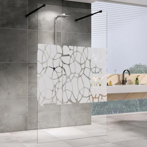 Душевая перегородка Abber Immer Offen 100 см AG68100BF8 (стекло 8 мм) с кронштейном, черный/узор - фото 