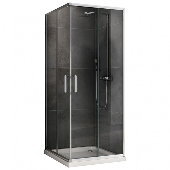 Душевое ограждение Abber Schwarzer Diamant 90x90 см AG020905, хром/прозрачное - фото 