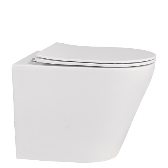 Унитаз приставной безободковый Abber Bequem AC1113 с крышкой микролифт (выпуск горизонтальный) - фото 