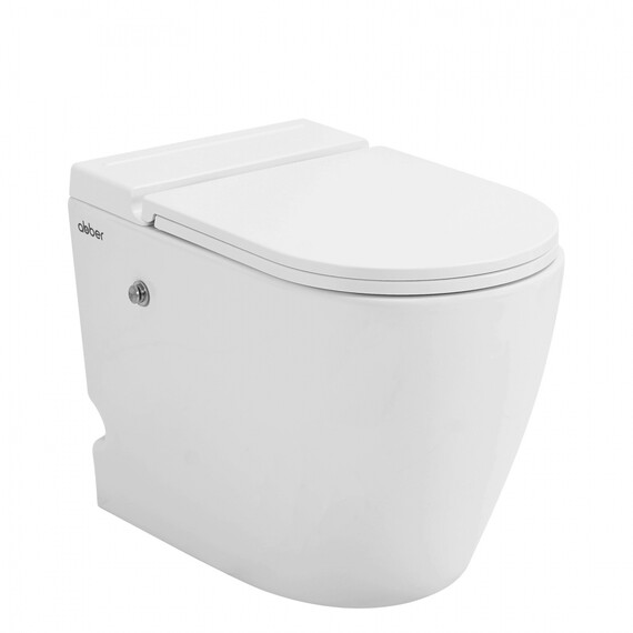 Унитаз приставной безободковый импульсный Abber Bequem AC1115P с крышкой микролифт (выпуск горизонтальный) - фото 