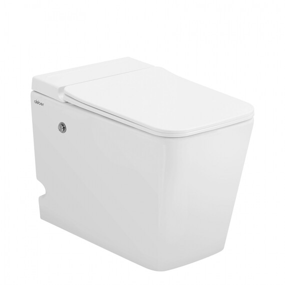 Унитаз приставной безободковый импульсный Abber Rechteck AC1213P с крышкой микролифт (выпуск горизонтальный) - фото 