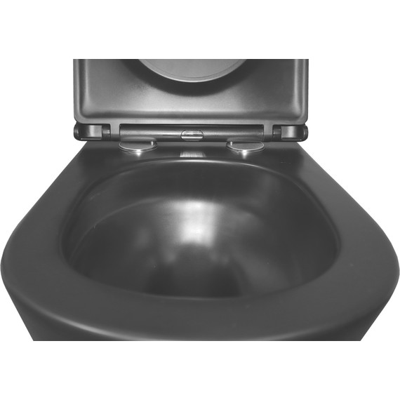 Унитаз подвесной безободковый Azario Teramo AZ-0053-UQ3-MB с крышкой микролифт (система смыва Торнадо) чёрный матовый, Цвет производителя: чёрный матовый - фото 4