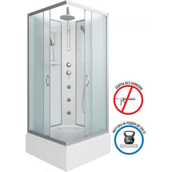 Гидробокс Niagara Classic 90x90 см NG-1108-14BKTG, серебро/матовое (безсиликоновая сборка) - фото, картинка 2 Гидробокс Niagara Classic 90x90 см NG-1108-14BKTG, серебро/матовое (безсиликоновая сборка) - фото 2