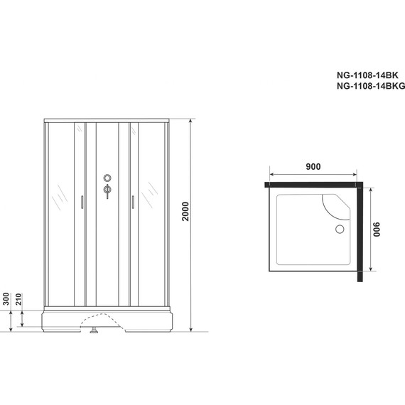 Душевая кабина Niagara Classic 90x90 см NG-1108-14BK, серебро/матовое (безсиликоновая сборка) - фото, картинка 4 Душевая кабина Niagara Classic 90x90 см NG-1108-14BK, серебро/матовое (безсиликоновая сборка) - фото 4