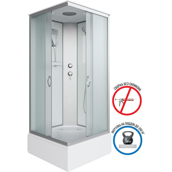 Душевая кабина Niagara Classic 90x90 см NG-1108-14, серебро/матовое (безсиликоновая сборка) - фото 2