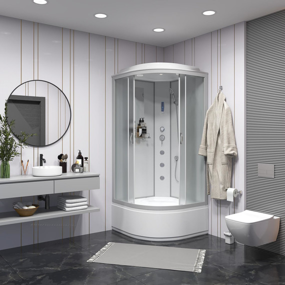 Гидробокс Niagara Classic 100x100 см NG-2309-14F, серебро/матовое (безсиликоновая сборка) - фото 3