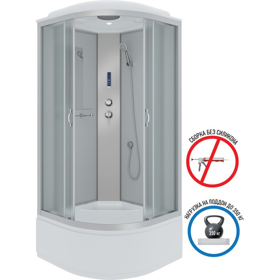 Душевая кабина Niagara Classic 100x100 см NG-2309-14P, серебро/матовое (безсиликоновая сборка) - фото 2