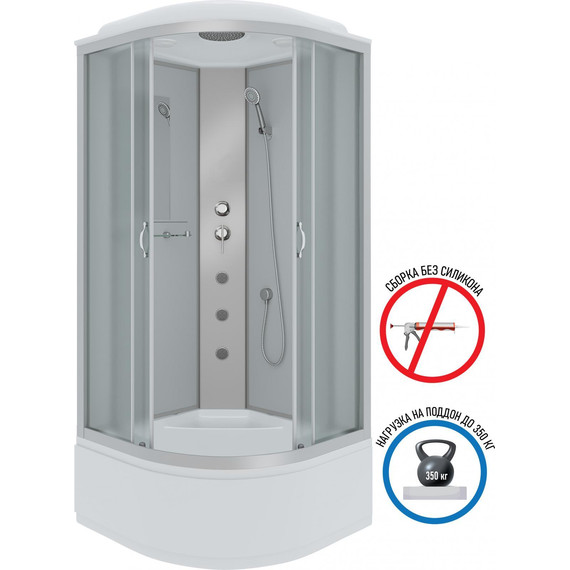 Гидробокс Niagara Classic 100x100 см NG-2309-14G, серебро/матовое (безсиликоновая сборка) - фото 2