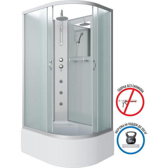 Гидробокс Niagara Classic 120x80 см NG-2310-14LBKTG, серебро/матовое (безсиликоновая сборка) - фото 2