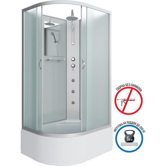 Гидробокс Niagara Classic 120x80 см NG-2310-14RBKTG, серебро/матовое (безсиликоновая сборка) - фото 2