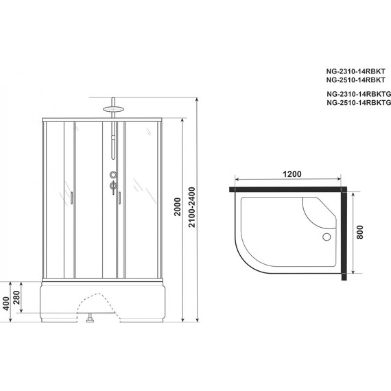 Душевая кабина Niagara Classic 120x80 см NG-2510-14RBKT, серебро/тонированное (безсиликоновая сборка) - фото 5