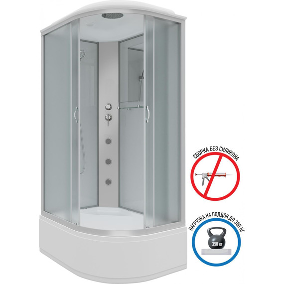 Гидробокс Niagara Classic 120x80 см NG-2310-14LG, серебро/матовое (безсиликоновая сборка) - фото 2