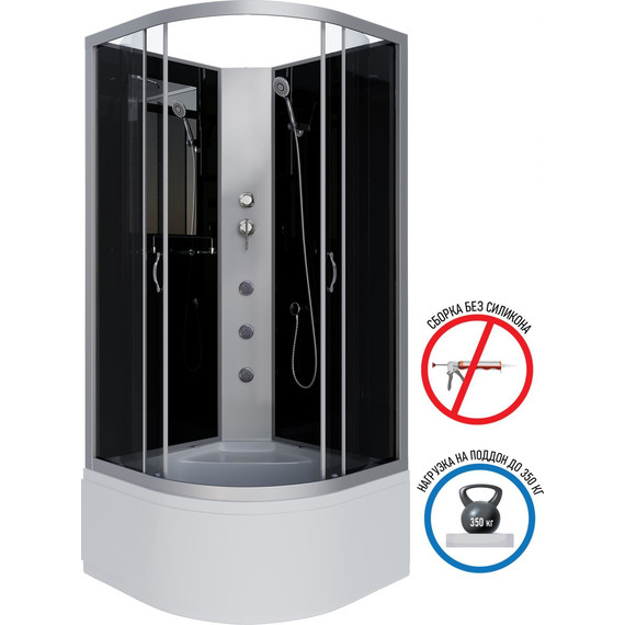Гидробокс Niagara Classic 100x100 см NG-2509-14BKG, серебро/тонированное (безсиликоновая сборка) - фото 2