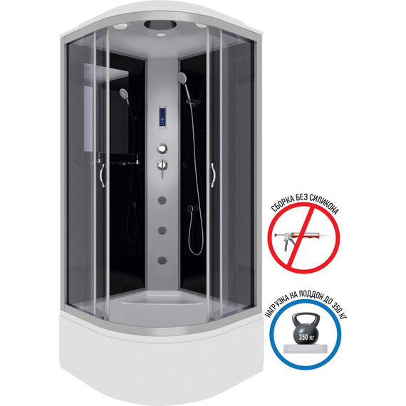 Гидробокс Niagara Classic 100x100 см NG-2509-14F, серебро/тонированное (безсиликоновая сборка) - фото 2