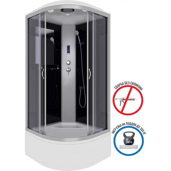 Душевая кабина Niagara Classic 100x100 см NG-2509-14P, серебро/тонированное (безсиликоновая сборка) - фото 2