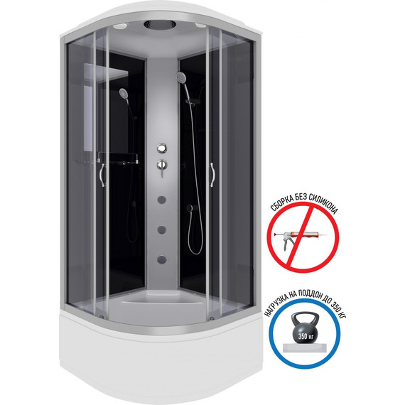 Гидробокс Niagara Classic 100x100 см NG-2509-14G, серебро/тонированное (безсиликоновая сборка) - фото 2