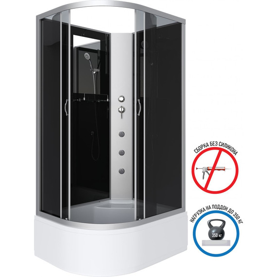 Гидробокс Niagara Classic 120x80 см NG-2510-14RBKG, серебро/тонированное (безсиликоновая сборка) - фото 2